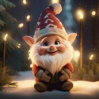 AI Generated Cute Christmas gnome on a New Year's background. photo