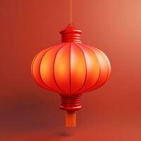 AI Generated Red Chinese flashlight on a light background. photo