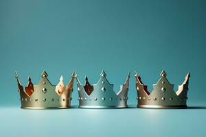 AI Generated Three crowns as a symbol of the celebration of the Day of the Three Kings photo