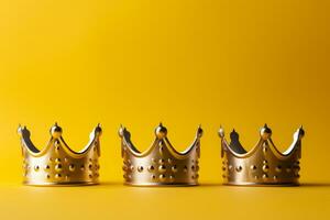 AI Generated Three crowns as a symbol of the celebration of the Day of the Three Kings photo