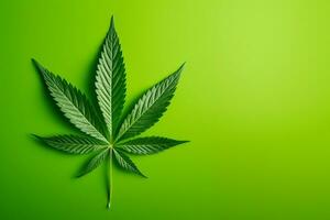 AI Generated A marijuana leaf in closeup on a bright background. photo