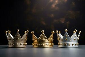 AI Generated Three crowns as a symbol of the celebration of the Day of the Three Kings photo