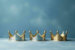 AI Generated Three crowns as a symbol of the celebration of the Day of the Three Kings photo