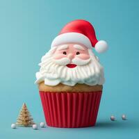 AI Generated Christmas cupcake with Santa decoration photo