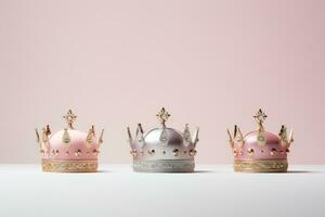 AI Generated Three crowns as a symbol of the celebration of the Day of the Three Kings photo