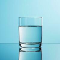 AI Generated A glass of clean drinking water on a light blue background photo