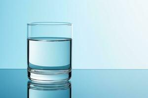 AI Generated A glass of clean drinking water on a light blue background photo