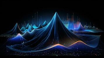 Abstract business graph in mountain style. Data connection concept element for business. Generated AI. photo