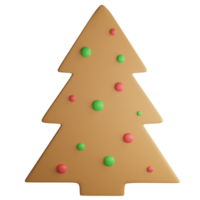 Gingerbread Christmas tree clipart flat design icon isolated on transparent background, 3D render Christmas and New year concept png