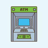 ATM Machine flat illustration, Money out from ATM Machine vector