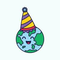 fun Globe wear party hat, Earh day Celebration vector