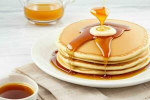 pancake with syrup glaze. AI Generative Pro Photo