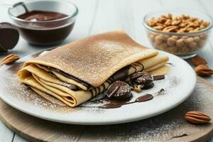 crepes con chocolate y nueces. ai generativo Pro foto