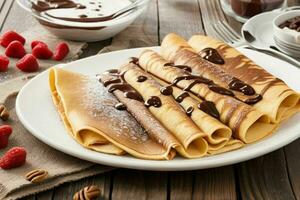 crepes con chocolate y nueces. ai generativo Pro foto