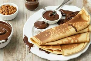 crepes con chocolate y nueces. ai generativo Pro foto