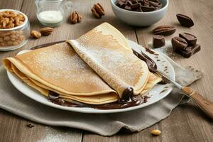 crepes con chocolate y nueces. ai generativo Pro foto