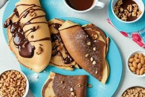 crepes con chocolate y nueces. ai generativo Pro foto