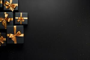 gold confetti with gift box luxury background ai generated photo