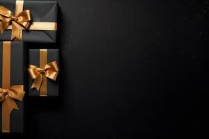 gold confetti with gift box luxury background ai generated photo