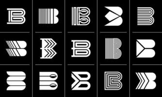 Modern line flat initial letter B logo design bundle vector