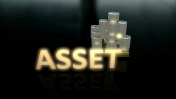 Glowing Asset text with background house made up of coin made up of gold and silver photo