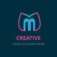 modern M logo design vector. M colorful logo  with gradient leaf concept. vector