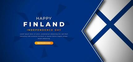 Happy Finland Independence Day Design Paper Cut Shapes Background Illustration for Poster, Banner, Advertising, Greeting Card vector