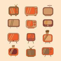 Old Analog Television TV flat vector collection