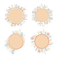 collection hand drawn images of simple flower wreath frames vector