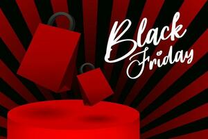 Black Friday elegant background and podium for a classy promotional event. vector