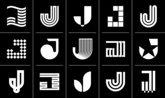 Digital company letter J logo icon design set vector