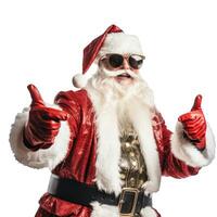 Funny Santa with sunglasses. AI Generative White isolated background photo