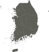 Vector blank map of South Korea with provinces, metropolitan cities and administrative divisions. Editable and clearly labeled layers.