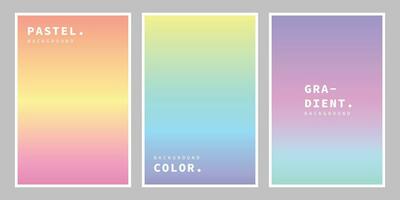 Colorful pastel gradation background template set. Soft color gradation backdrop. Smooth color palettes. Suitable for poster, banner, presentation, label, card, flyer, brochure, or flyer. vector