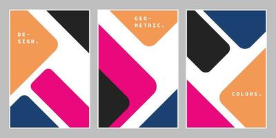 Minimalist geometric background template set. Colorful polygon backdrop. Geometry shape layer for poster, flyer, banner, catalog, brochure, cover, magazine, leaflet, or booklet. vector