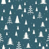 Seamless pattern with christmas tree and snow vector