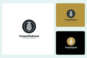 Crown Podcast Logo Design Template vector