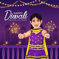 contento diwali indio grande festival póster diseño modelo. indio festival promoción y anuncio concepto vector