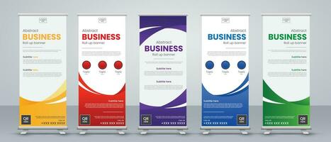 abstract roll up banner design set vector