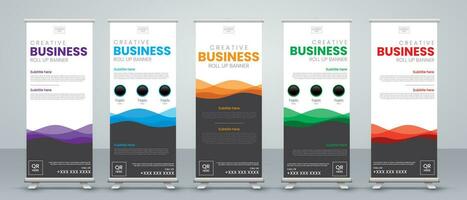 abstract wave roll up banner design pack vector