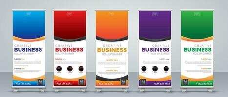 business abstract roll up banner design set vector