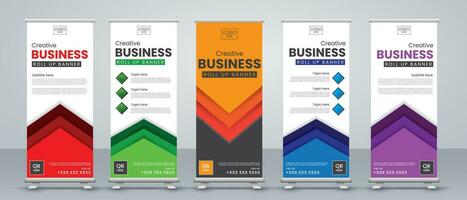 abstract roll up banner design vector