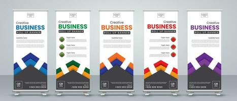 abstract roll up banner design vector