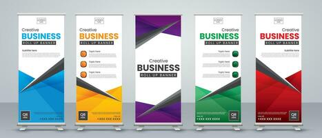 abstract modern roll up banner design vector