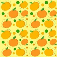 Seamless pattern of oranges, citrus, fruit vector in yellow background for design, decoration, printing