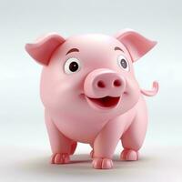 pink pig animal 3D concept, AI Generative photo