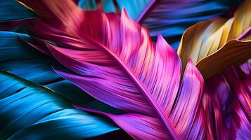vistoso y brillante tropical hojas, ai generativo foto