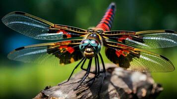 Dragonflies perch on inanimate objects, AI Generative photo