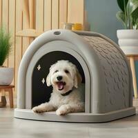 a dog is sitting in a dog house, AI Generative photo