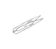 Hand drawn snapper scissors for sewing and needlework. Isolated vector illustration on a white background.